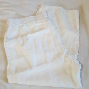 Plus size 100% Linen white capris